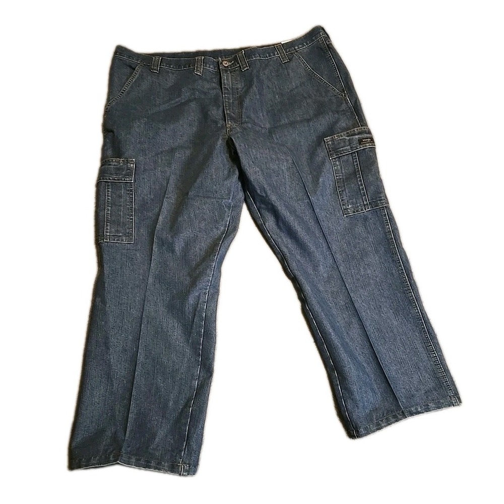 Wrangler Men's 46x30 Loose Fit Cargo Jeans - Blue Denim Work Pants 1070LGWDS